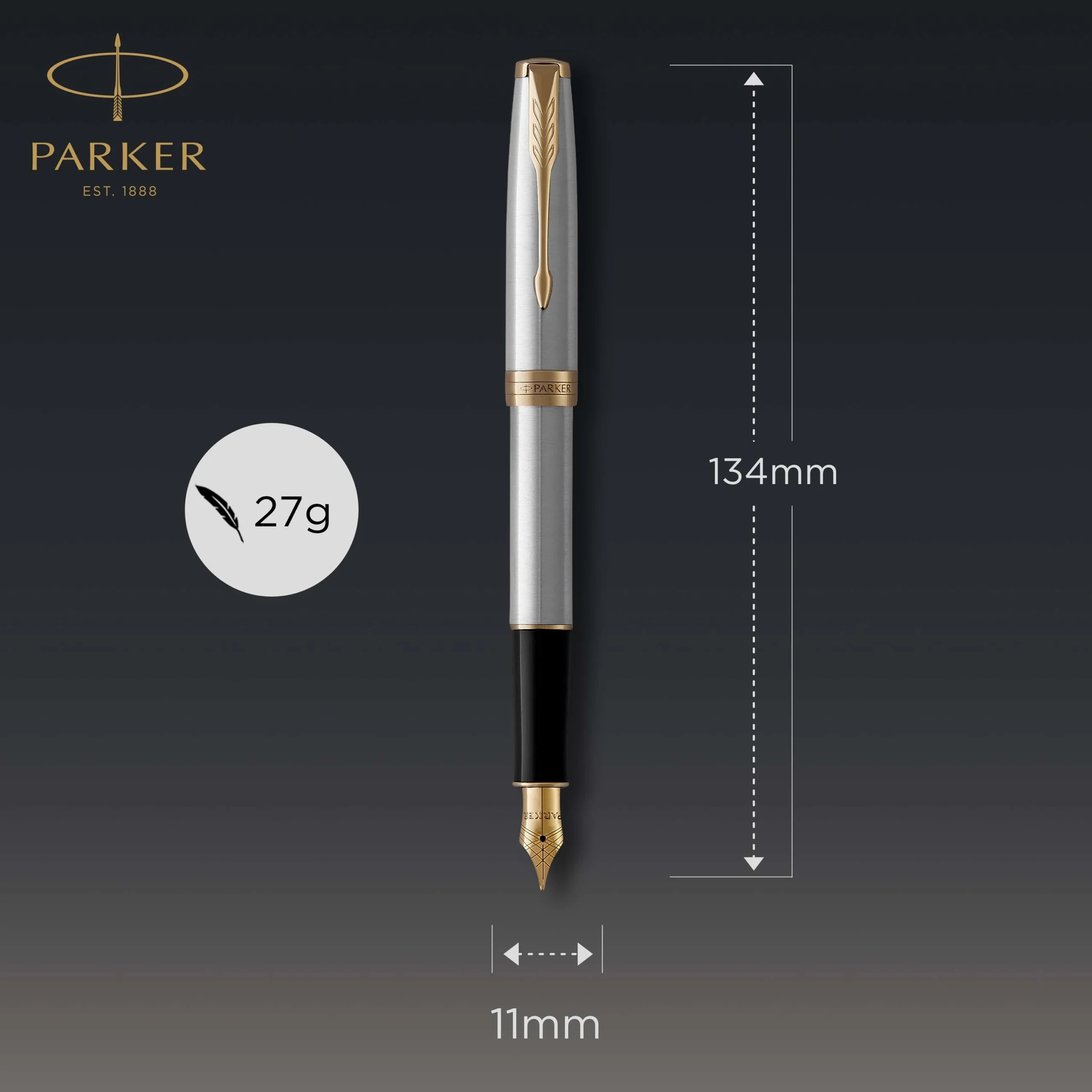 Parker Sonnet Stainless Steel GT Vulpen - Afbeelding 4